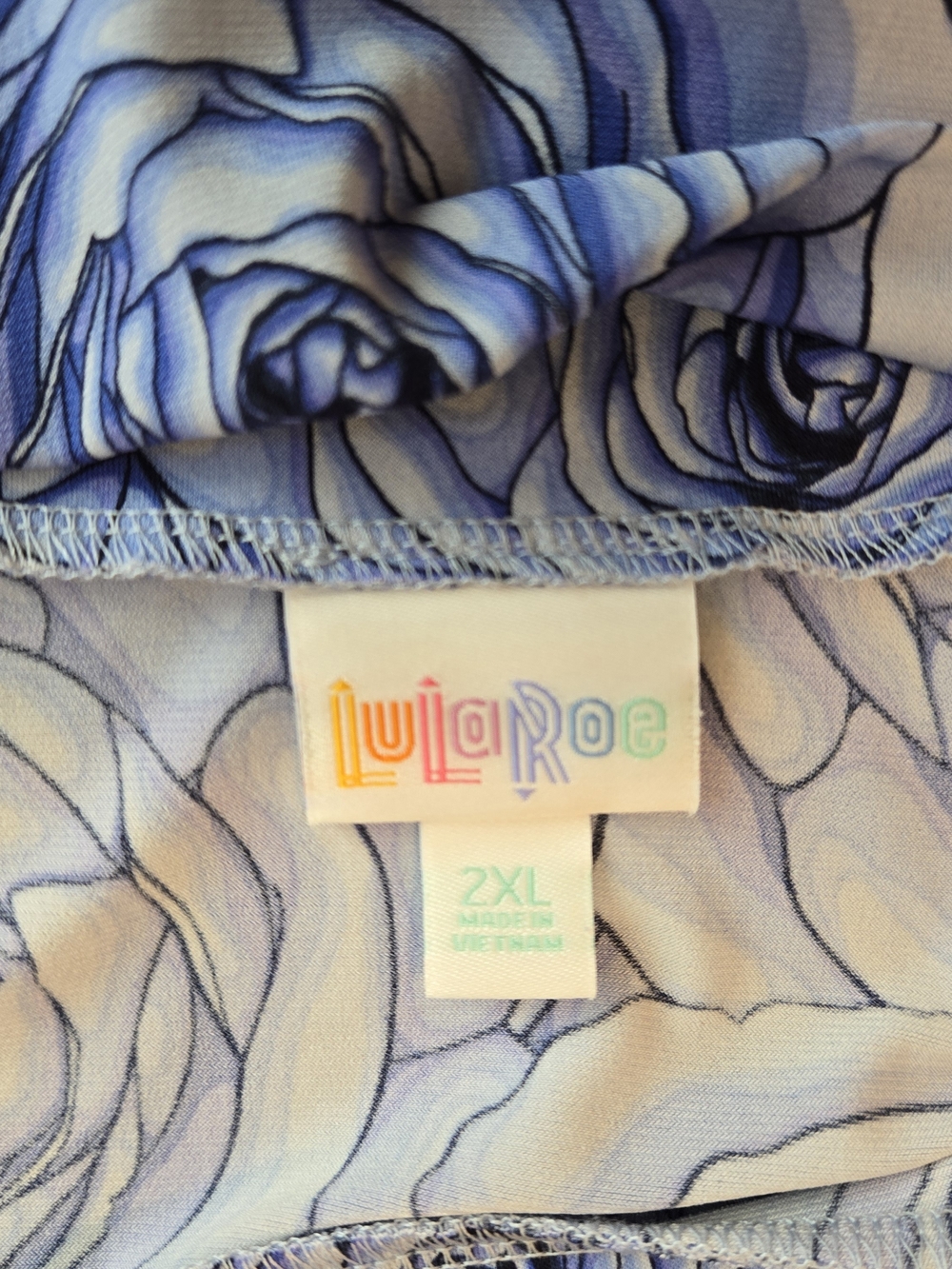 LuLaRoe Azure Blue Rose-Pattern Skirt - Size 2XL - Picture 2 of 4